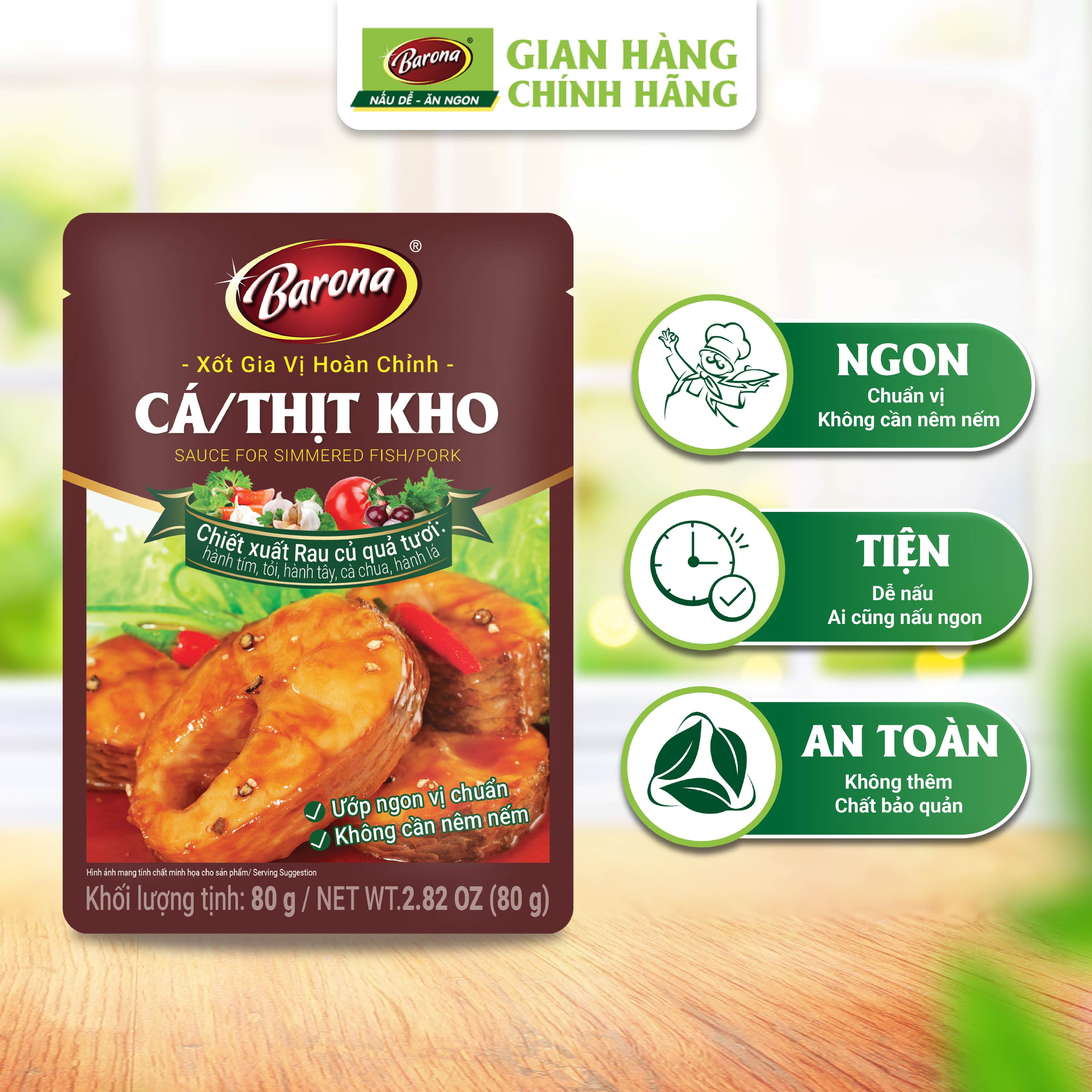Xốt Gia Vị Hoàn Chỉnh Barona CáThịt Kho 80g