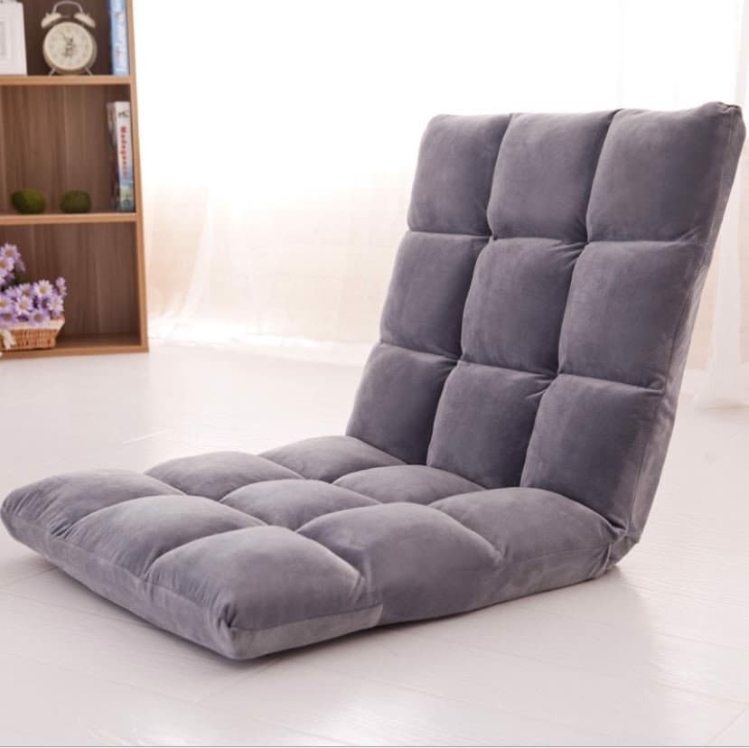 Ghế Bệt Tựa Lưng Tatami Kiểu Nhật Điều Chỉnh 5 Cấp Độ Vỏ Nhung Cực Mịn Ko Bị Xẹp Hàng Loại 1 MINIIN MÀU XÁM