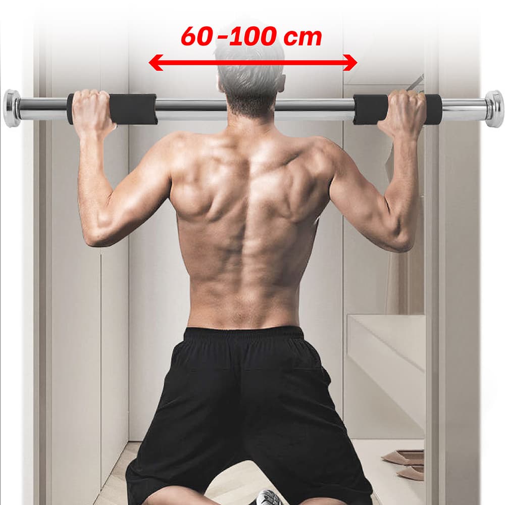 BG thanh xà đơn gắn khung cửa 60 100cm Steel Pipe Pull Up Bar Doorway Chin Up Bar Horizontal Bar Home Gym maximum 150kg hàng nhập khẩu