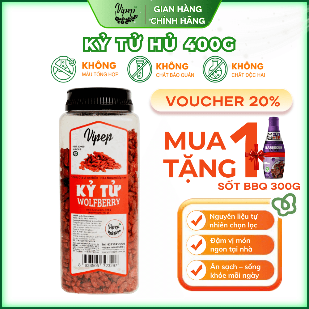 Kỷ Tử Ninh Hạ Tự Nhiên Vipep Hũ Nhựa 400g