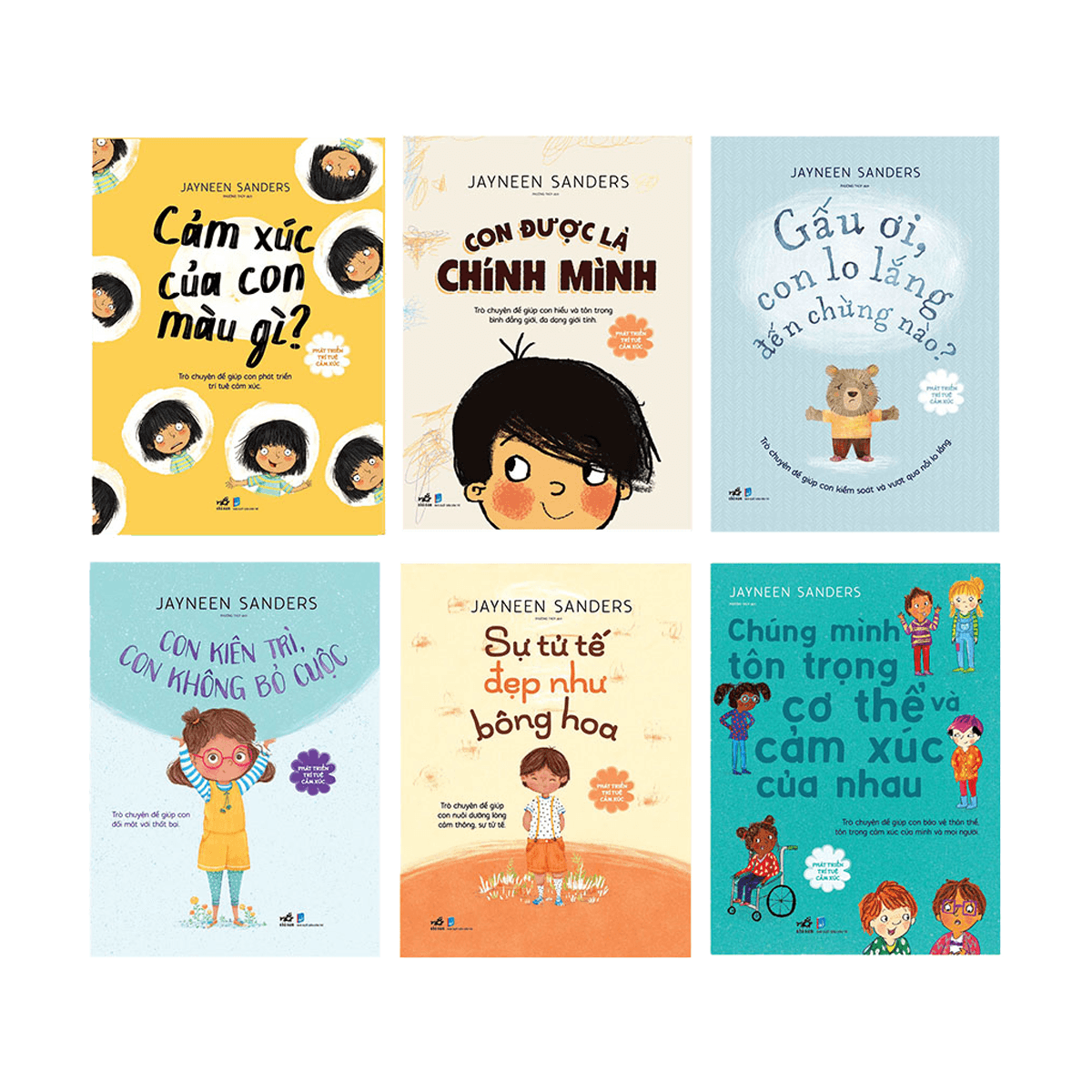 Combo 6 Cuốn Phát Triển Trí Tuệ Cảm Xúc Cảm Xúc Của Con Màu Gì Chúng Mình Tôn Trọng Cơ Thể Và Cảm Xúc Của Nhau Con Được Là Chính Mình Sự Tử Tế Đẹp Như Bông Hoa Con Kiên Trì Con Không Bỏ Cuộc Gấu ơi Con Lo Lắng Đến Chừng Nào
