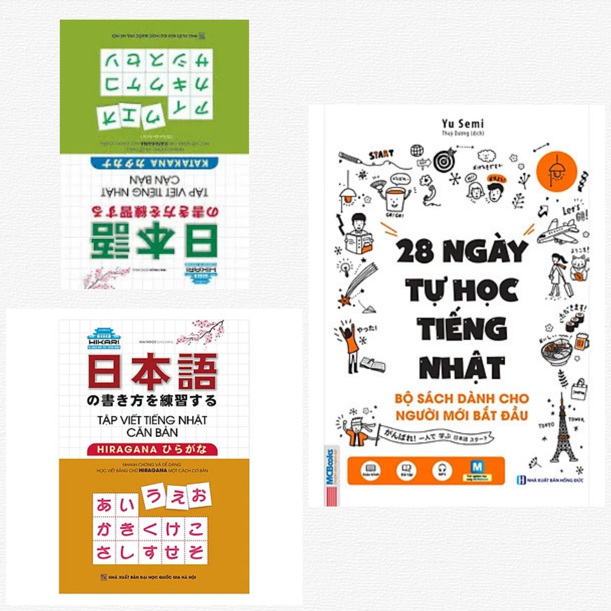 Combo Trọn Bộ Tự Học Tiếng Nhật Dành Cho Người Việt Tập Viết Tiếng Nhật Căn Bản Katakana Tập Viết Tiếng Nhật Căn Bản Hiragana 28 Ngày Tự Học Tiếng Nhật Tặng kèm móc khóa