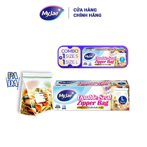 Túi Zip PE Trong Suốt 2 Đường Kéo MyJae Túi Bọc Đồ Ăn Rau Củ Bảo Quản Trong Tủ Lạnh Combo 2 SL