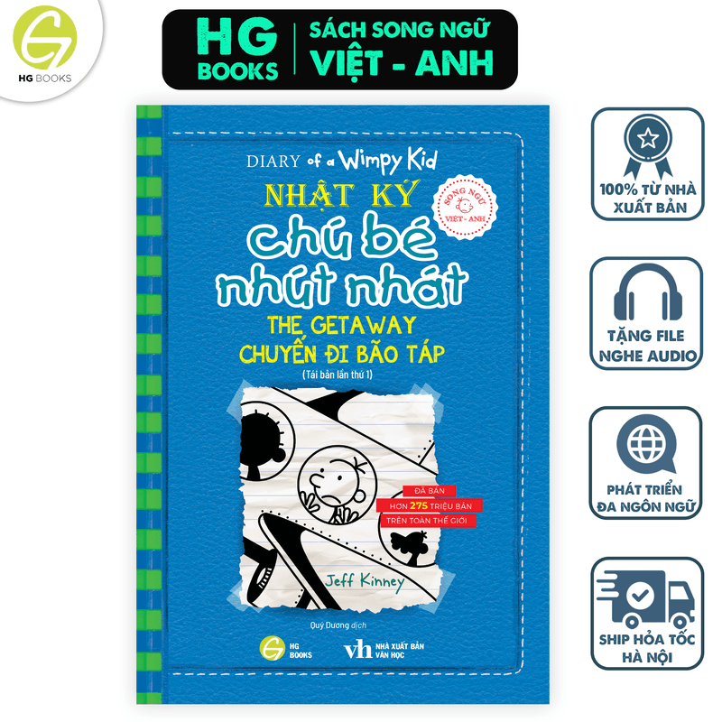 Nhật Ký Chú Bé Nhút Nhát song ngữ Việt Anh Tập 12 Chuyến Đi Bão Táp