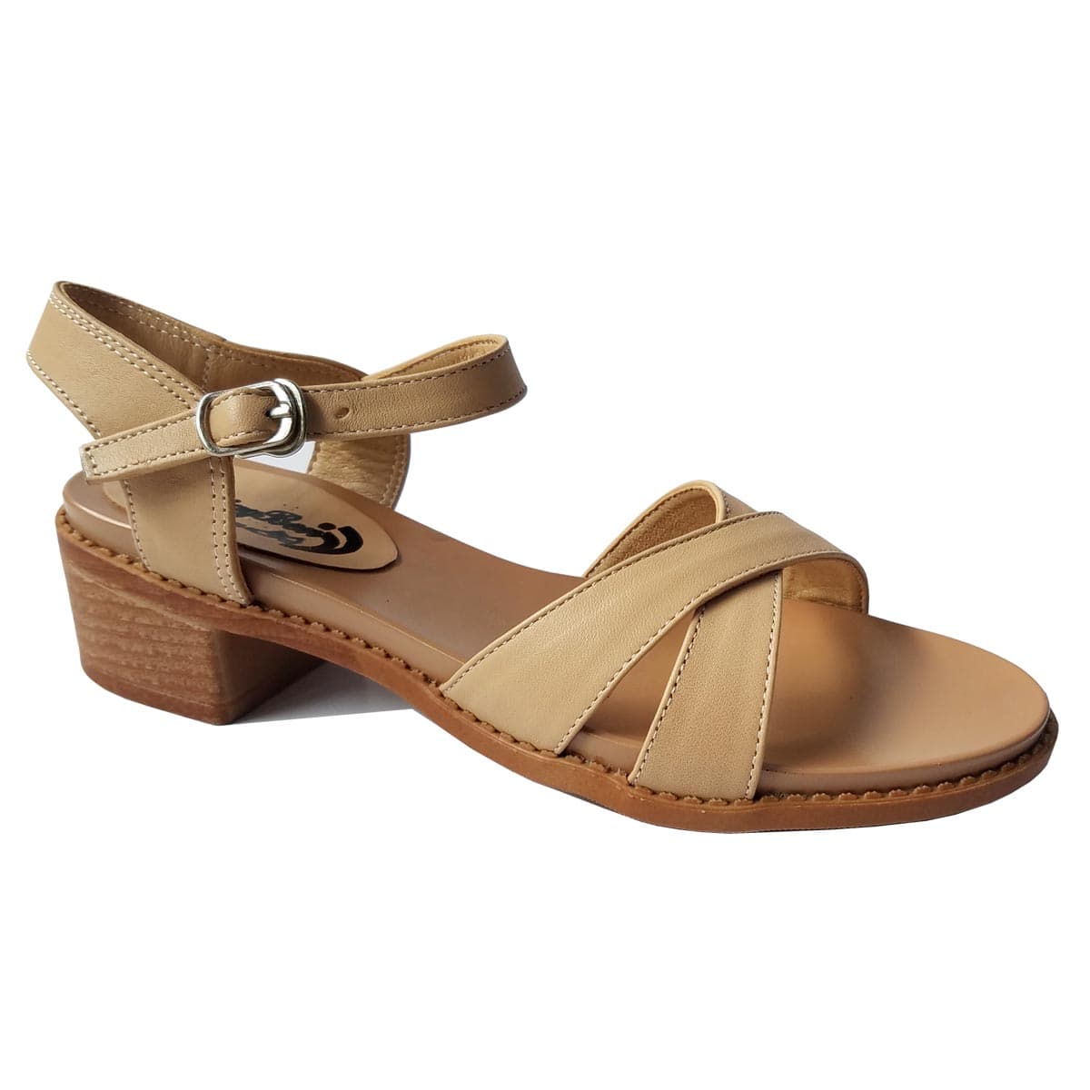 Giày Sandal Cao Gót BIGGBEN Da Bò Thật Cao 4 Phân SDCG52 Kem 37