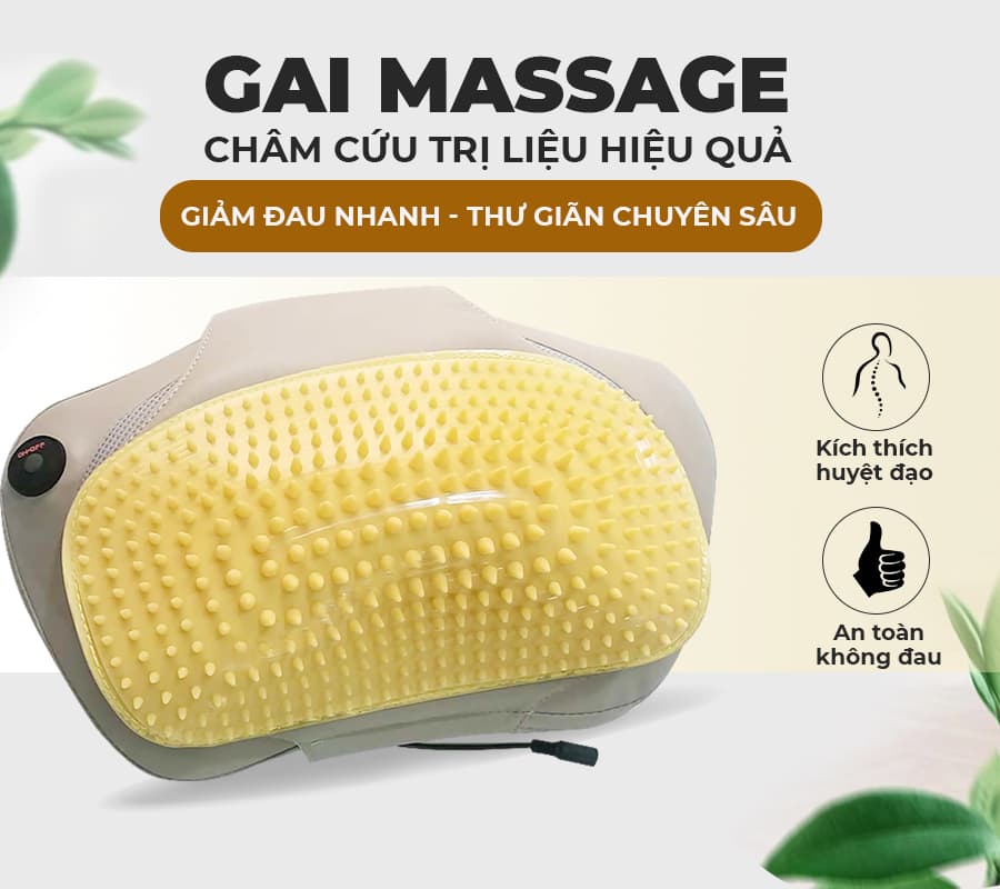 Gối massage hồng ngoại đau vai cổ lưng Shiatsu OKACHI JP 568