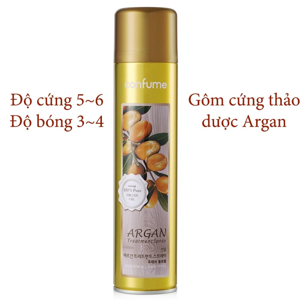 Gôm xịt tóc tạo kiểu siêu cứng giữ nếp lâu Mugens Hair Spray Hàn Quốc 300ml Móc khóa Gôm cứng Argan