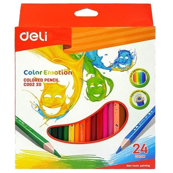 Bút chì màu học sinh 3 cạnh Deli 12 18 24 36 màuhộp EC00200EC00210EC00220EC00230 24 màu EC00220