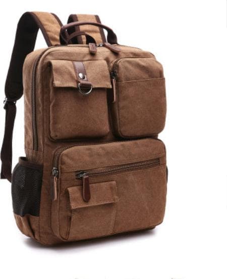 Balo nam thời trang vải canvas phong cách mới đi làm đi học đi chơi đựng laptop 15 6 nâu
