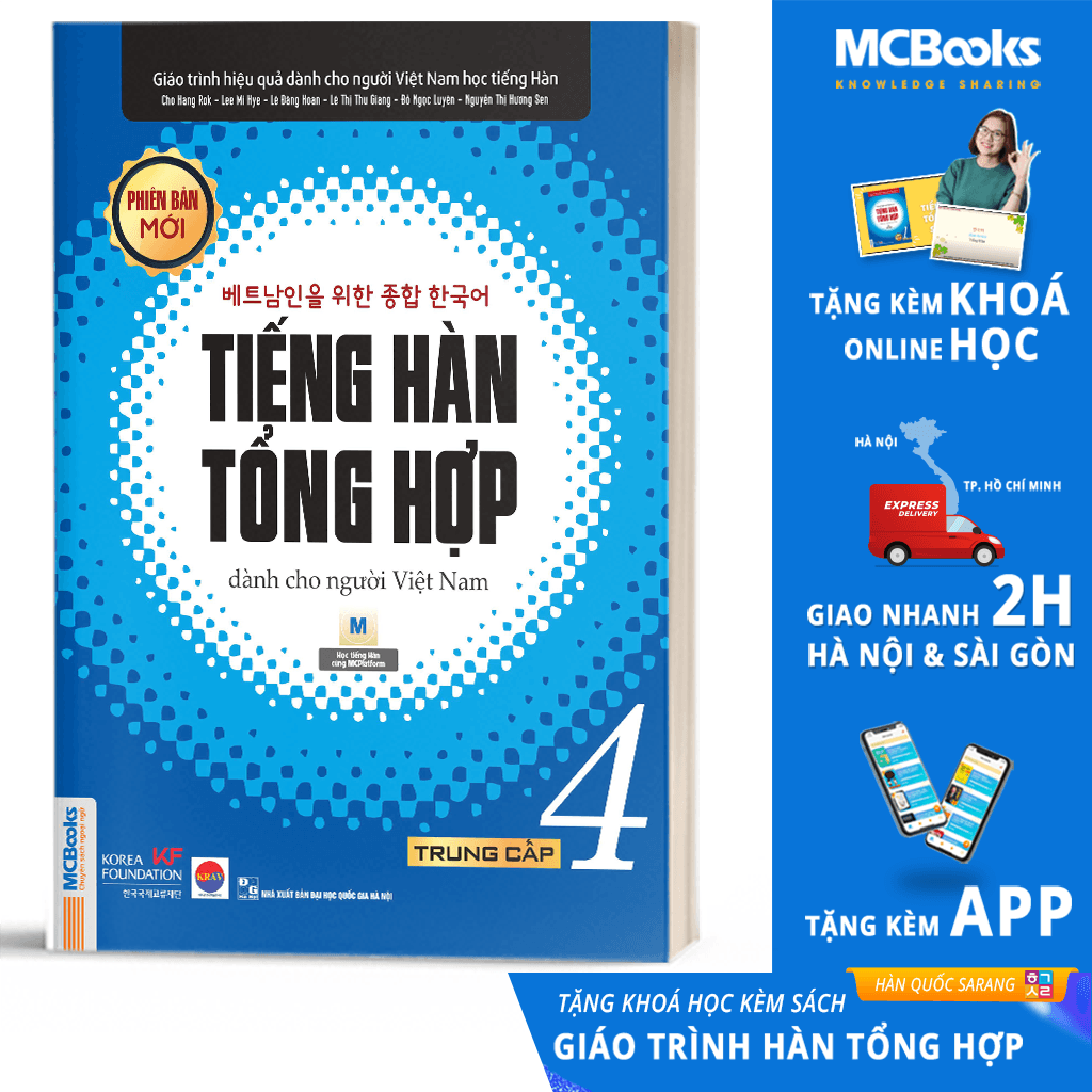Sách Tiếng Hàn Tổng Hợp Trung Cấp 4 Phiên Bản Mới Đen Trắng