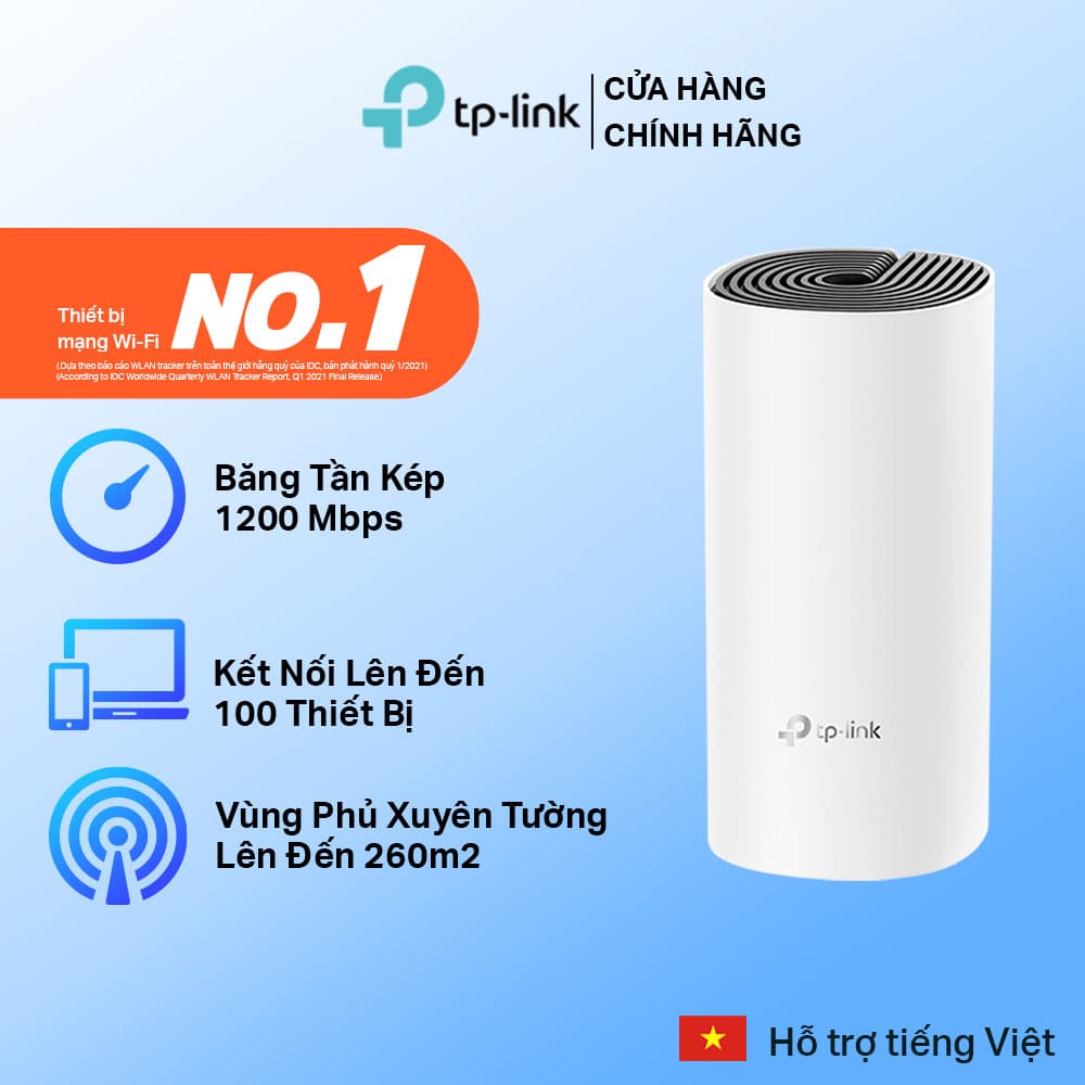 Bộ Phát Wifi Mesh TP Link Deco E4 1 pack Chuẩn AC 1200Mbps Dành Cho Gia Đình