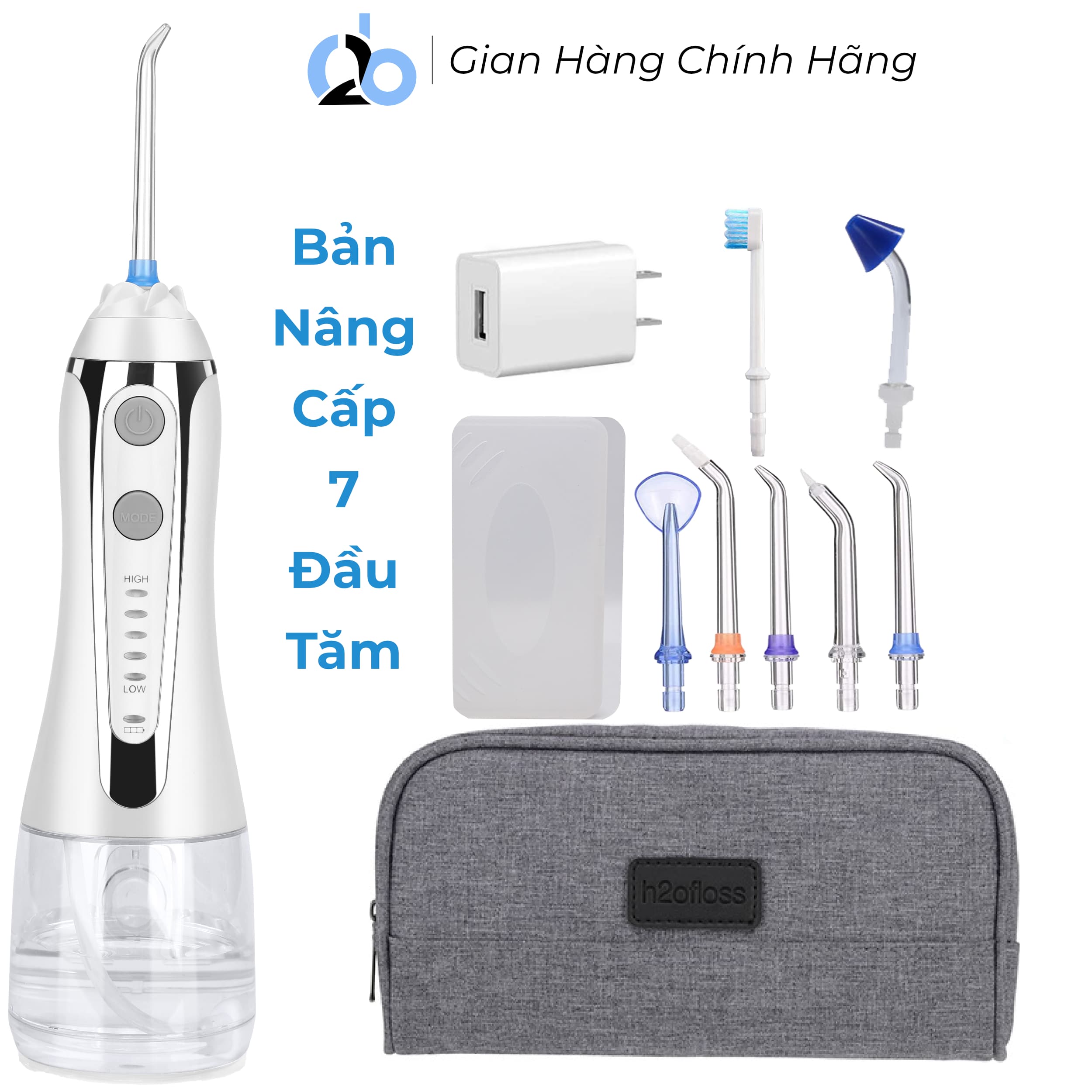 Tăm nước cầm tay H2ofloss HF 9P. Phiên bản thế hệ thứ 5 HF2 Trắng