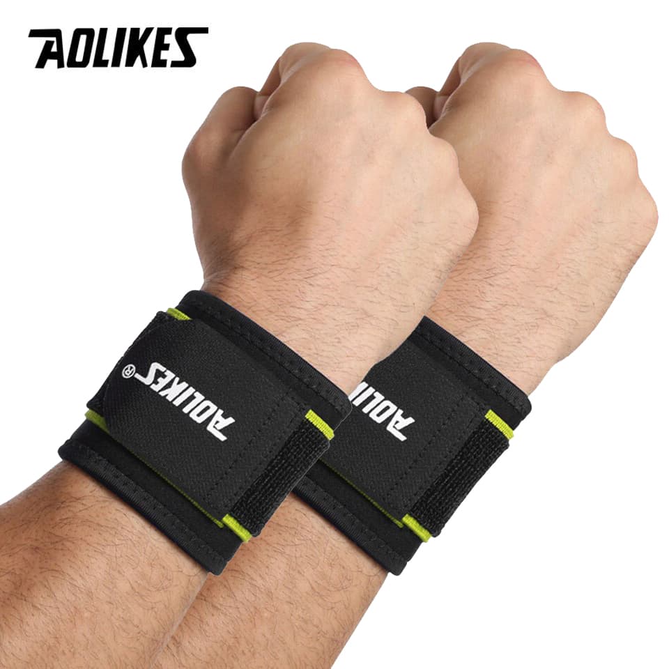 Bộ 2 băng quấn bảo vệ cổ tay tập gym AOLIKES A 7938 Sport wrist support Green