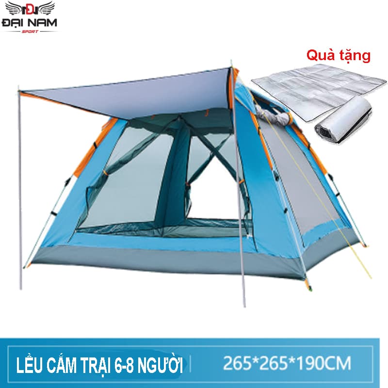 Lều Cắm Trại Du Lịch Tự Bung Gập Gọn 6 8 Người Siêu Chống Nắng Mưa Đại Nam Sport Kèm Nệm Chống Ẩm Xanh nước biển