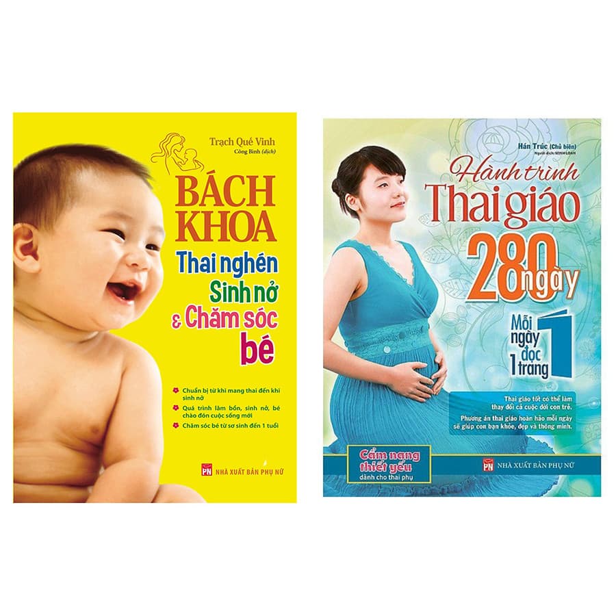 Combo Bách Khoa Thai Nghén Sinh Nở Và Chăm Sóc Bé Hành trình thai giáo 280 ngày tặng 1 cuốn truyện song ngữ anh việt ngẫu nhiên