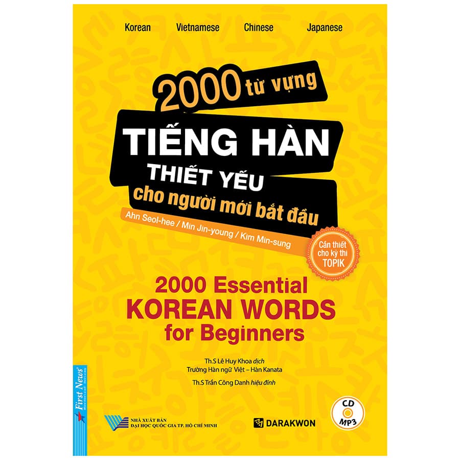 Sách 2000 Từ Vựng Tiếng Hàn Thiết Yếu Cho Người Mới Bắt Đầu Tặng Kèm CD