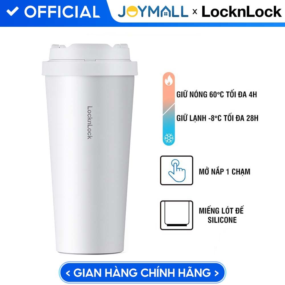 Bình Giữ Nhiệt Lock&Lock Energetic One Touch Tumbler LHC3249 550ML Trắng