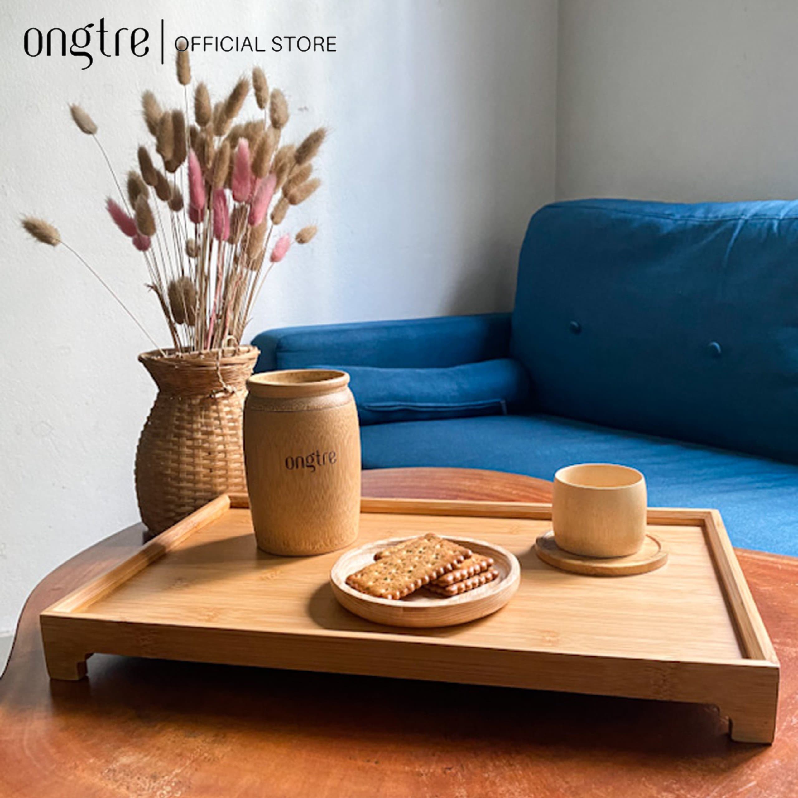 Khay trà bằng gỗ Tre kiểu Nhật Hàng VN 40x25x4cm