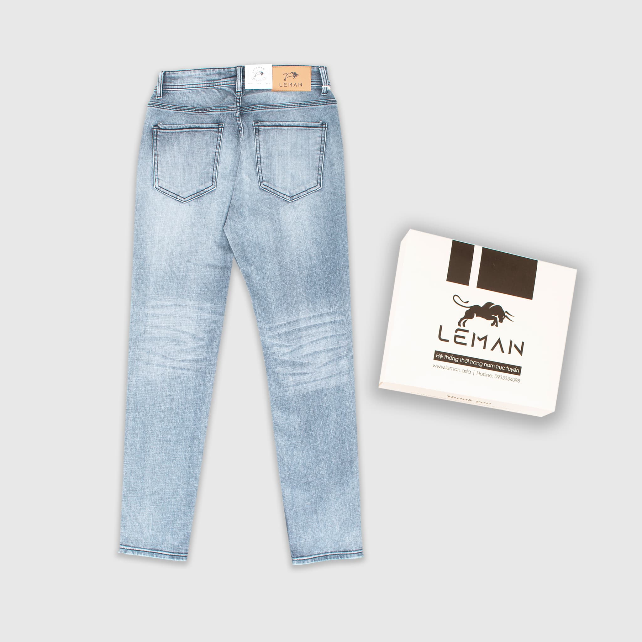 Quần Jean nam Leman xám khói trơn JD13 Slim Form 36 Xám khói