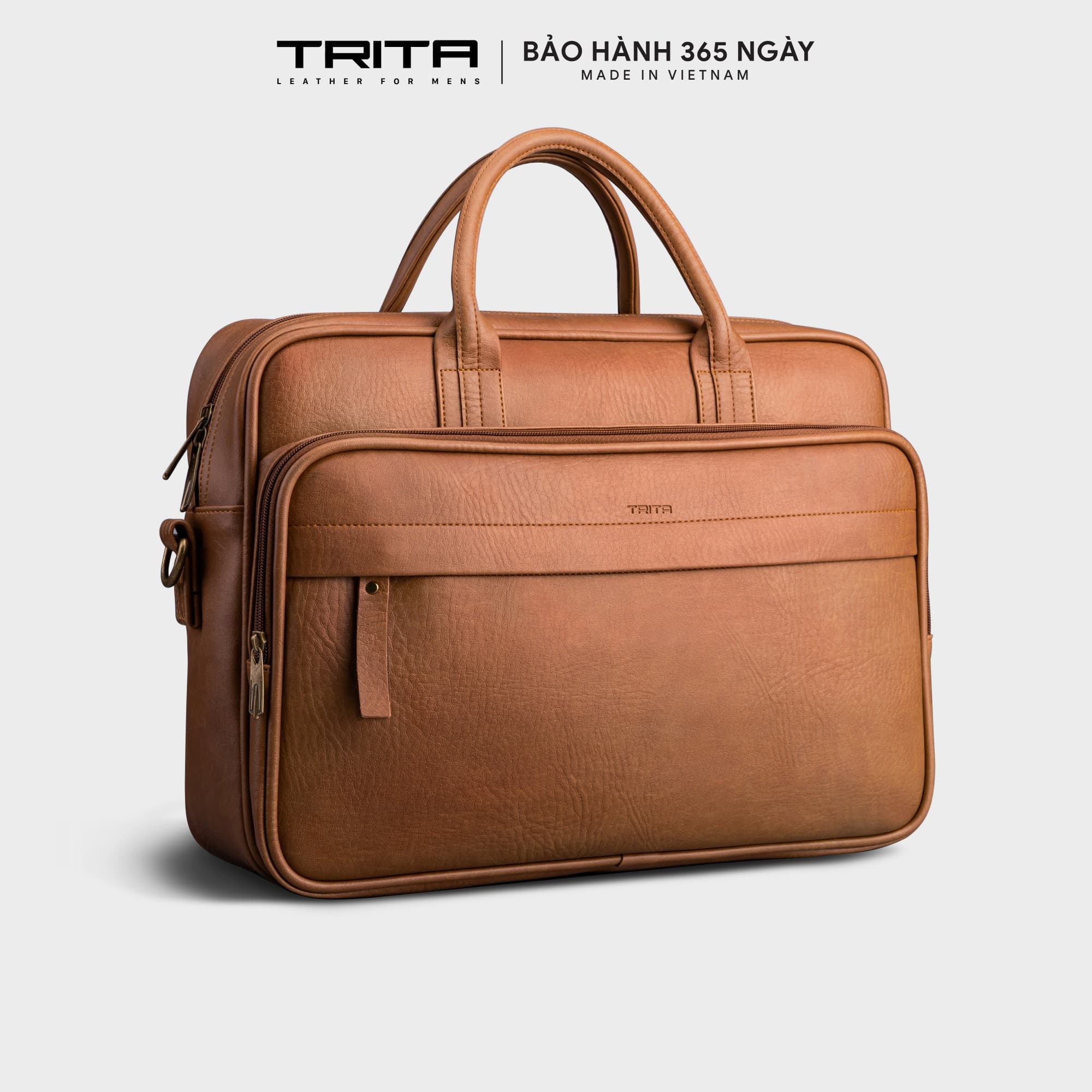 Cặp công sở Trita Thời trang nam Cặp da TCA10 Bò Nhạt
