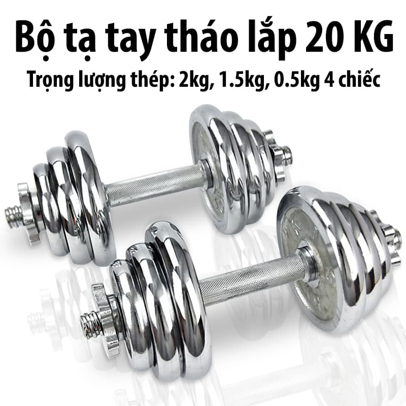 Bộ tạ tay cao cấp mẫu KIM LOẠI đa năng điều chỉnh mới nhất có thanh nối tạ hàng nhập khẩu 20kg