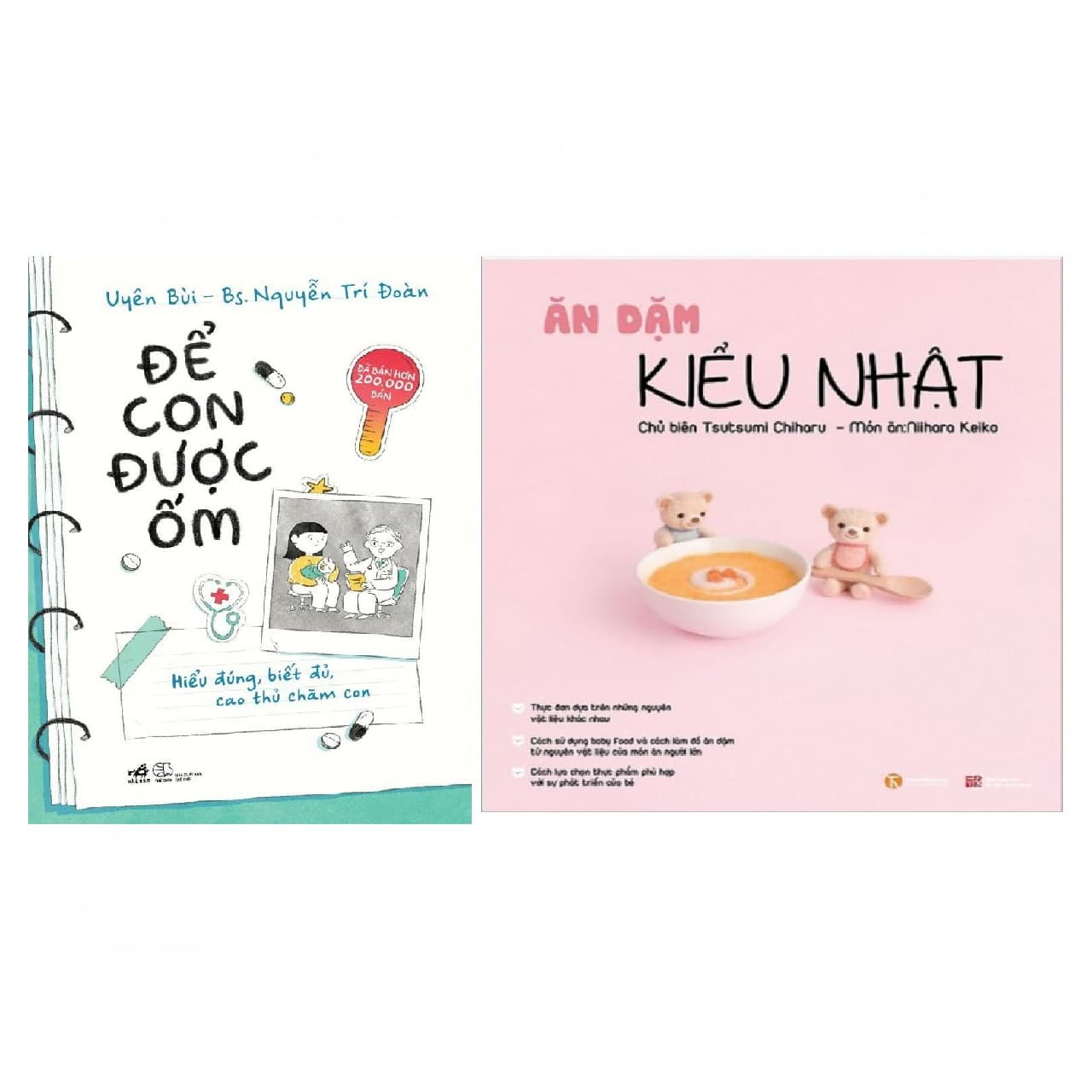 Combo 2 cuốn Ăn dặm Kiểu Nhật Kèm thực đơn dĩnh dưỡng Để Con Được Ốm