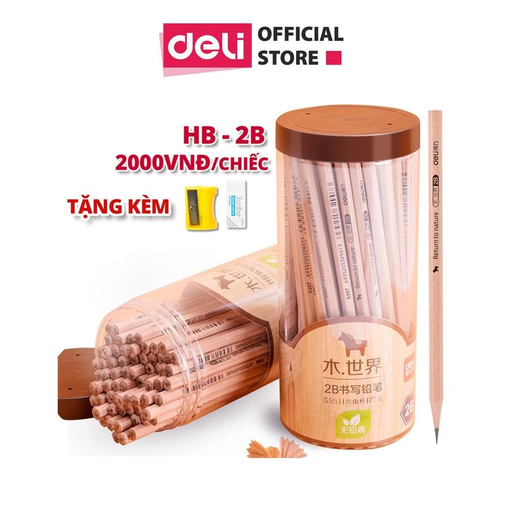 Bút chì lục giáctam giác Deli loại HB2B 30 chiếchộp S941 S943 Combo 2 hộp HB