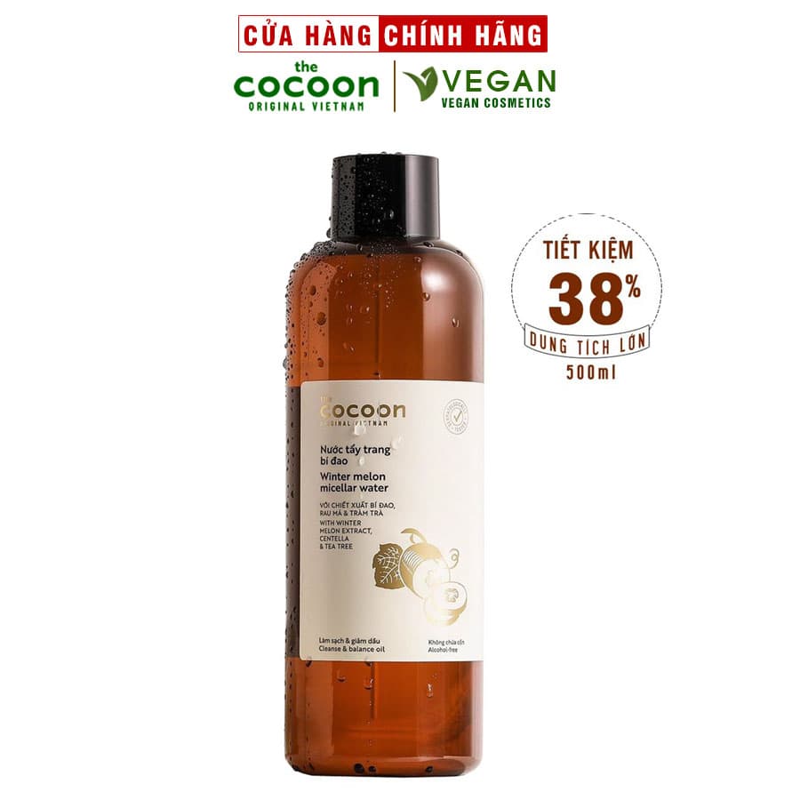 Nước tẩy trang bí đao Cocoon 500ml dành cho da dầu da mụn thuân chay