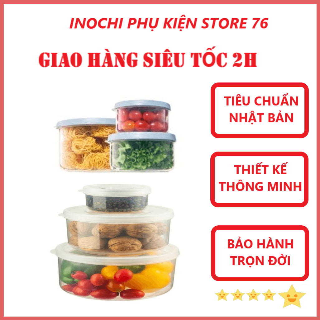 Bộ 3 Hộp Đựng Thực Phẩm Tròn Hokkaido Xuất Nhật Tặng Kèm Khăn Lau PaKaSa 500 1000 2000 ml