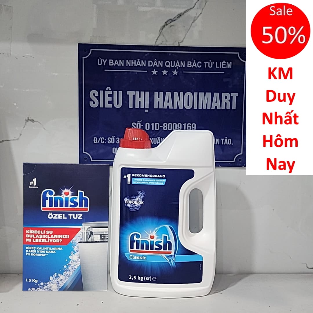 Combo Bột rửa bát finish 2 5kg Muối rửa bát finish1.5kg dùng cho Máy rửa bát Combo bột 2.5kgmuối 1.5kg