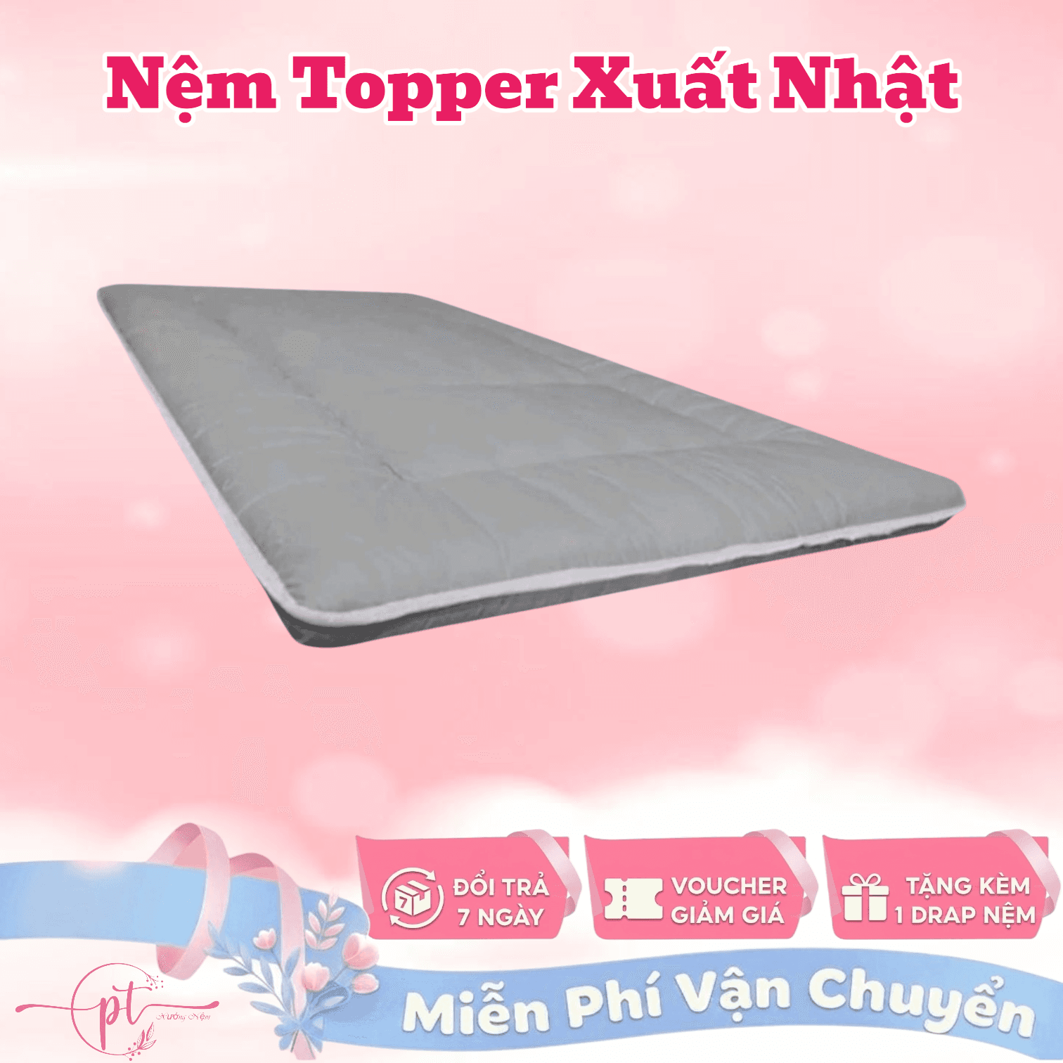 Nêm Bông Trai San Xuât Nhât Fukoji Kich Thươc 1mx2m 1m4x2m 1m6x2m day 7 9cm 1m6x2m Mau xam day 7cm