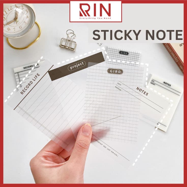 Giấy note trong suốt giấy ghi nhớ Giấy ghi chú giấy nhắn TRONG SUỐT cho học sinh văn phòng nhiều màumẫu 95x70mm Notes