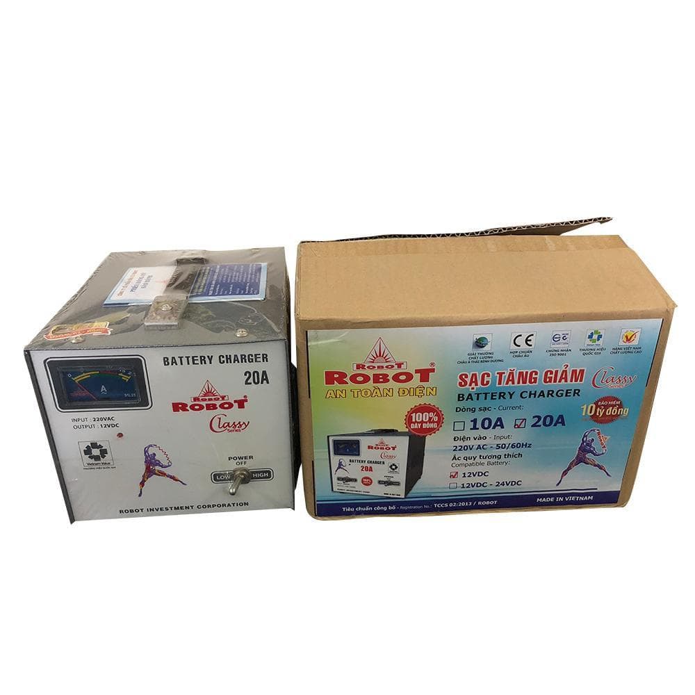 MÁY SẠC ẮC QUY ROBOT TĂNG GIẢM 20A 12V DÂY ĐỒNG