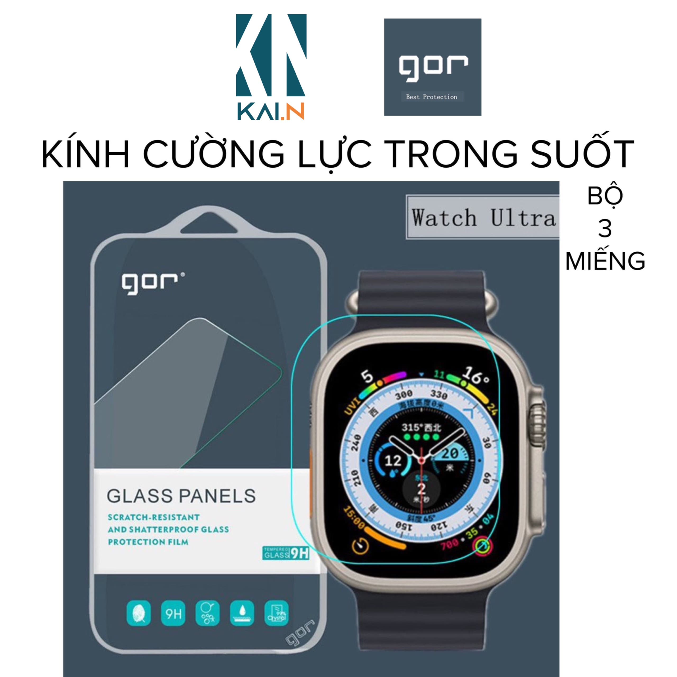 Bộ 3 Miếng Dán Cường Lực GOR Dành Cho Apple Watch Ultra