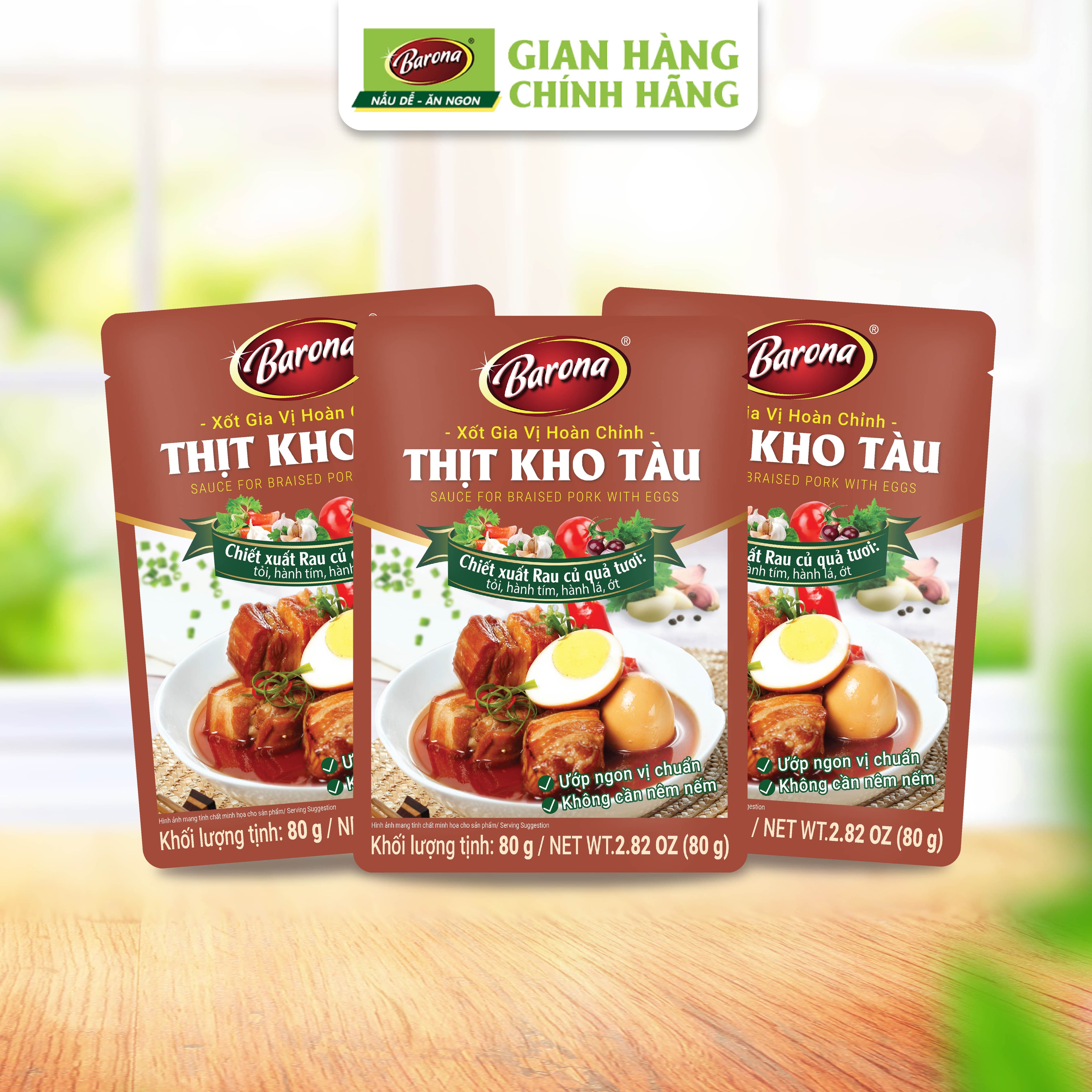 Combo 3 gói Xốt Gia Vị Hoàn Chỉnh Thịt Kho Tàu 80g