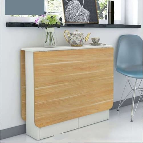 BÀN ĂN GẤP GỌN THÔNG MINH ĐA NĂNG CLUS OHAHA CÓ BÁNH XEKHÔNG BÁNH XE BA005 Trắng Vàng Có bánh xe