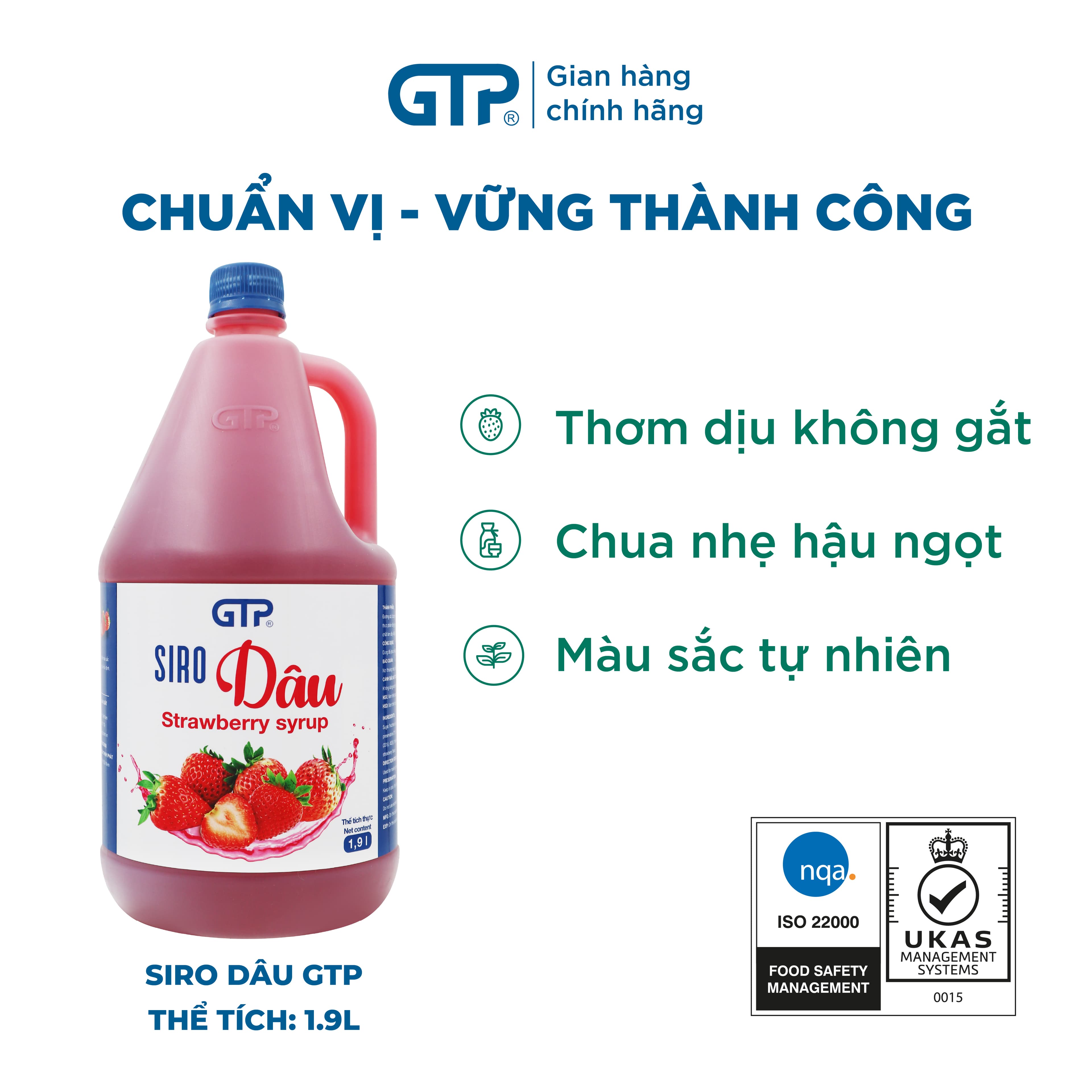 Siro Dâu GTP 1.9Lnguyên liệu trà sữa syrup siro pha chế trà sữa nguyên liệu pha chế trái cây cocktail 1.9l