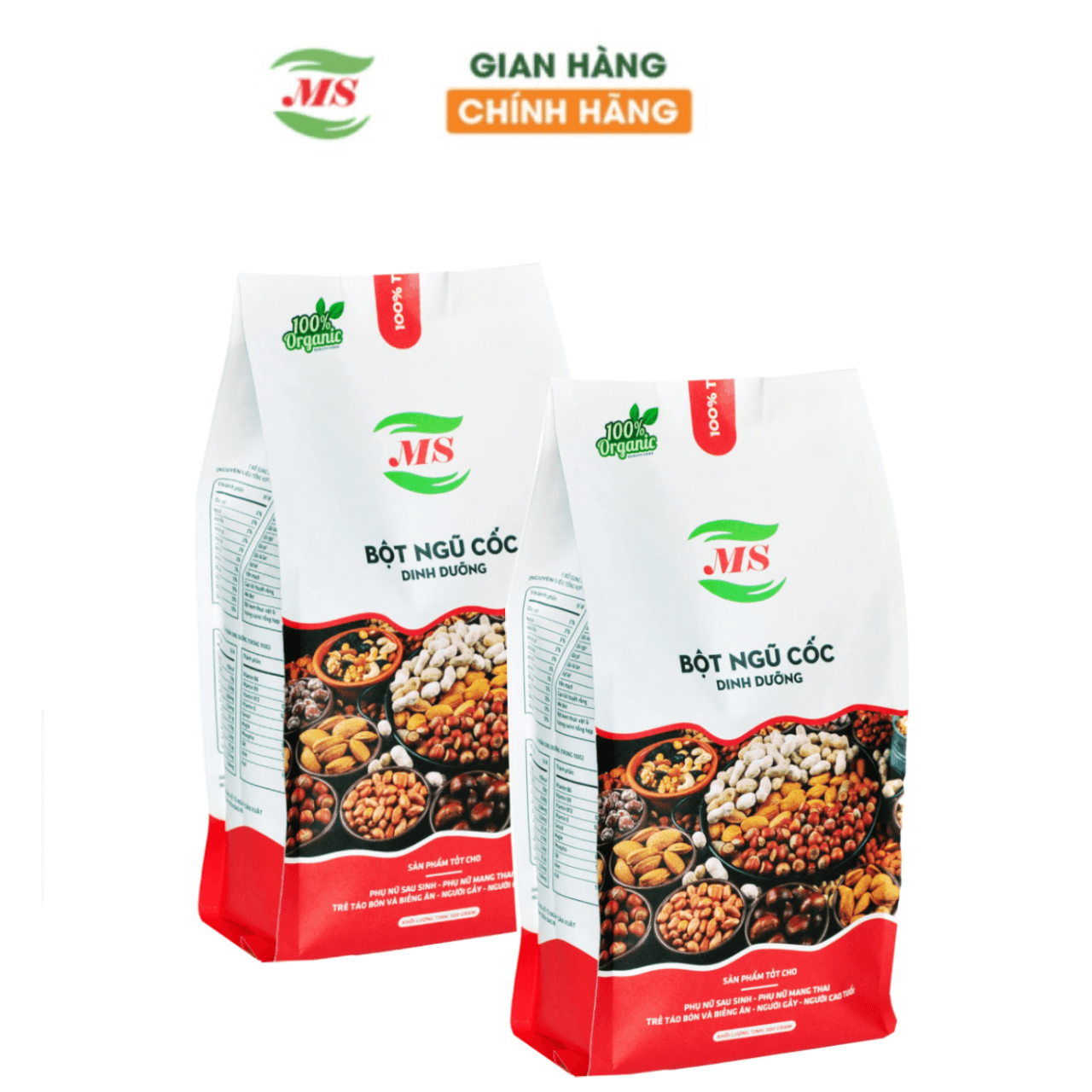 Ngũ cốc dinh dưỡng cao cấp MS 1kg2 gói Bột ngũ cốc tăng cân lợi sữa 18 loại đậu & hạt