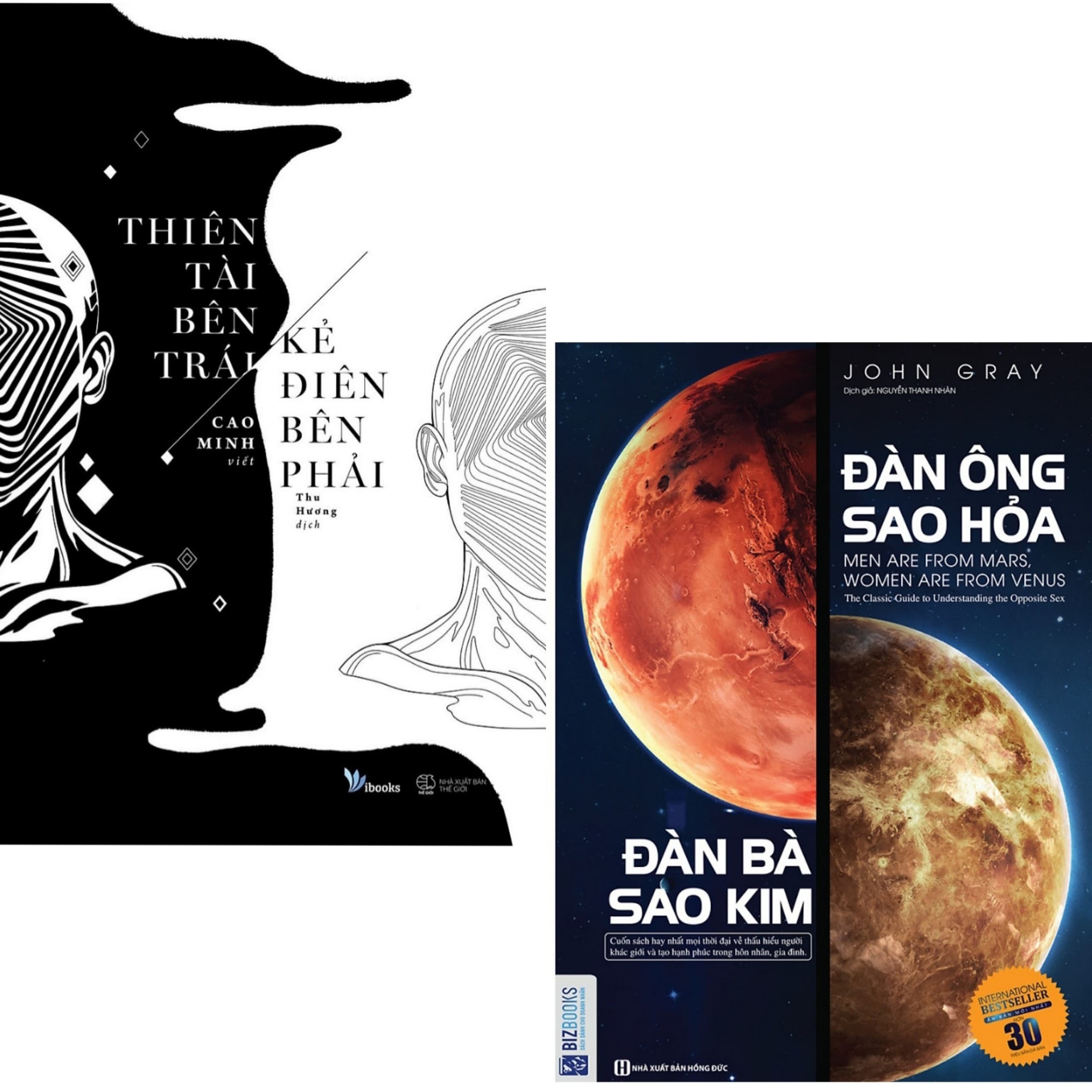 Combo 2 Cuốn Văn Học Tiểu Thuyết Kinh Điển Thiên Tài Bên Trái Kẻ Điên Bên Phải Đàn Ông Sao Hỏa Đàn Bà Sao Kim Kỹ Năng Sống Hay