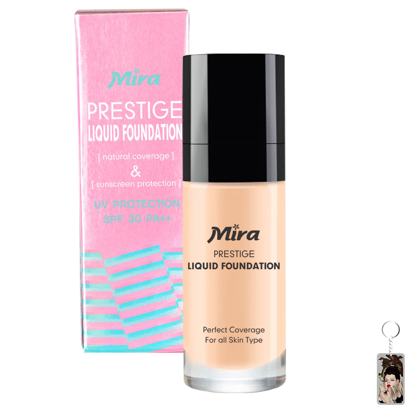 Kem nền chống nắng Mira Liquid Foundation tặng kèm móc khoá No.13 Da trắng