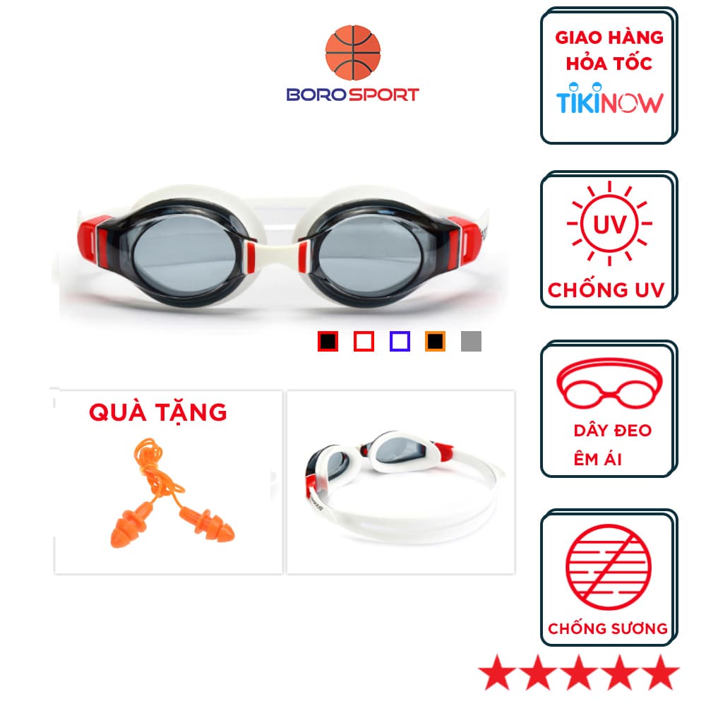 Kính Bơi Chống Tia UV Chống Sương Mù Bảo Vệ Mắt Cleacco Dành Cho Vận Động Viên Chuyên Nghiệp Màu Sắc Đa Dạng Tặng Kèm Bịt Tai Silicone BORO SPORT Trắng