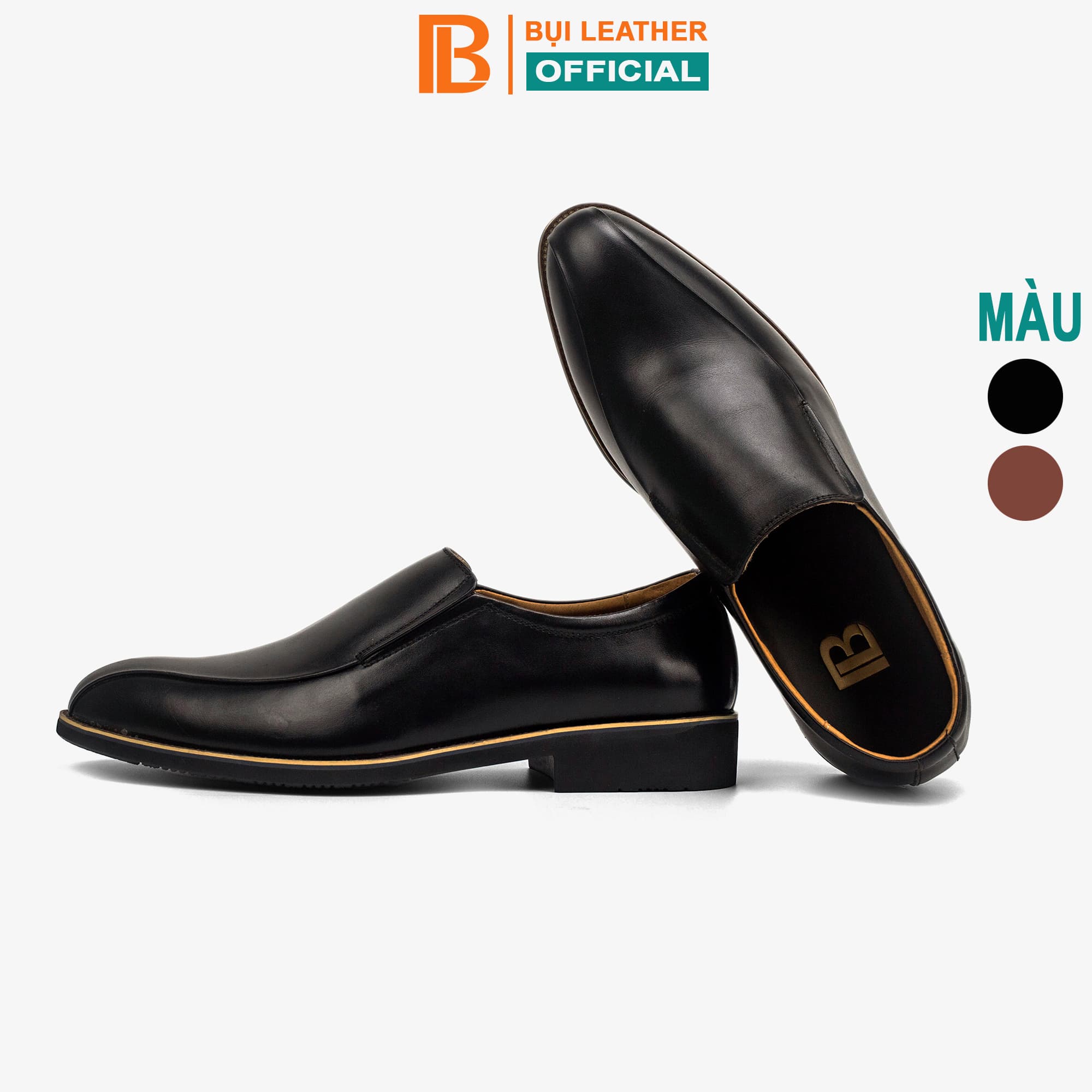 Giày lười da nam công sở Bụi Leather G110 Da bò Nappa cao cấp Màu đen 41
