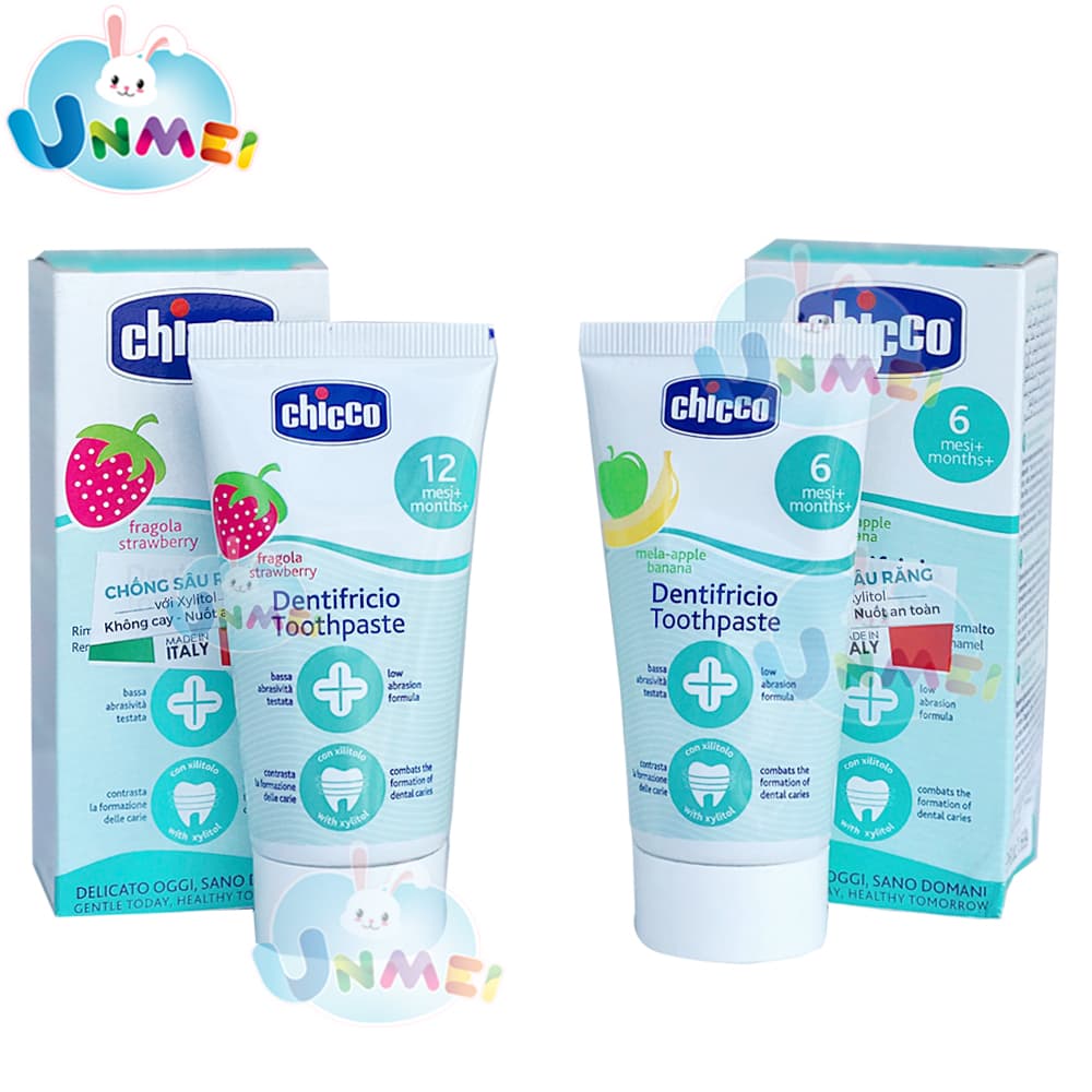 Kem Đánh Răng Chicco Dành Cho Trẻ Em Hương Dâu 1 5 tuổi Hương Chuối Táo 6 24 tháng Dung Tích 50ml Chuối Táo 6 24m