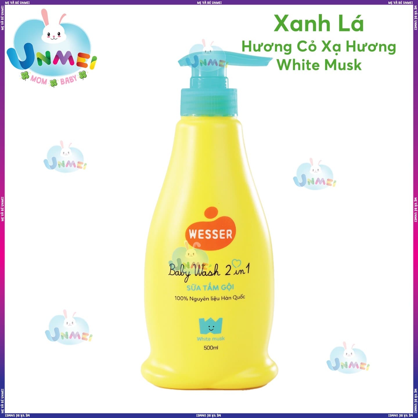 Sữa Tắm Gội Wesser 2in1 Hương Cỏ Xạ Hương 500ml Xanh Lá