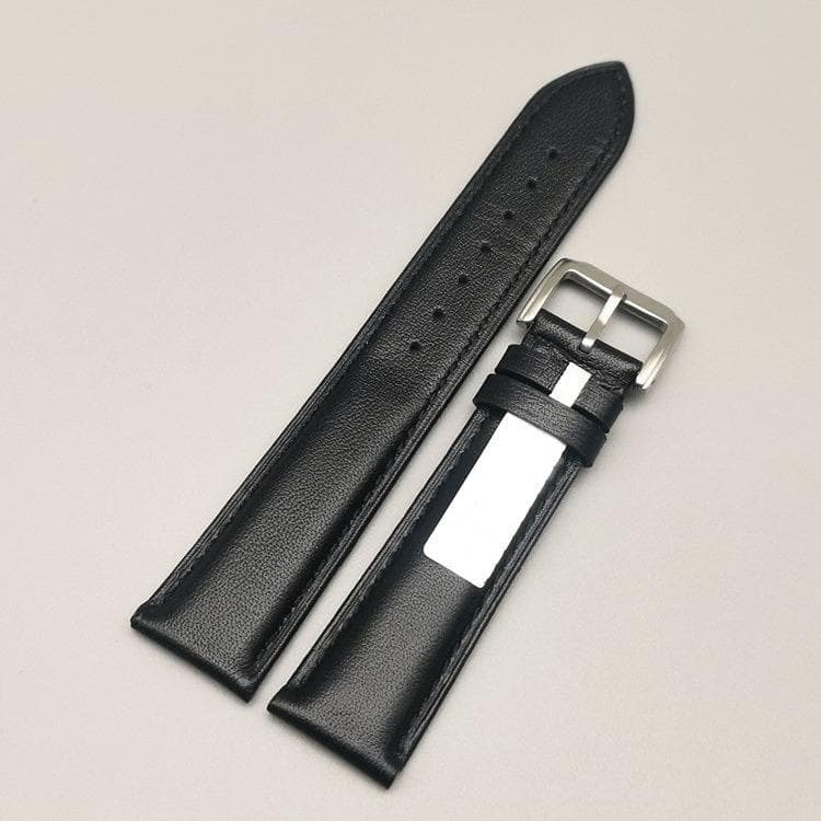 Dây đồng hồ da bò loại mỏng trơn mờ Đen 22mm