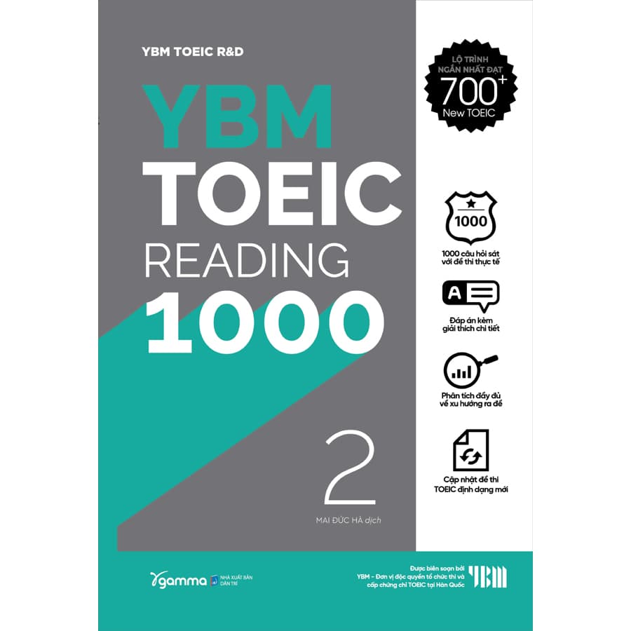 Sách YBM Toeic Reading 1000 Vol 2 Tái Bản 2022