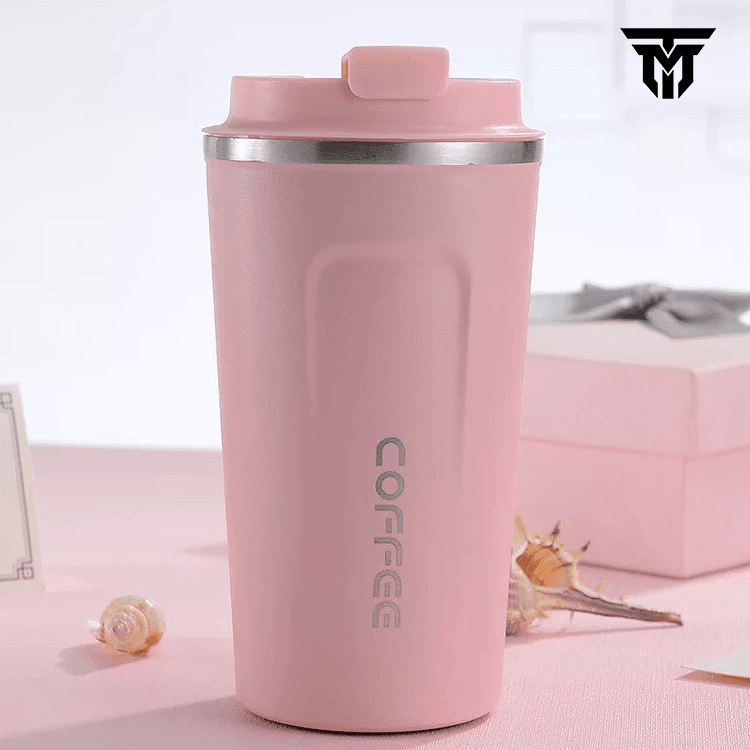 Cốc Giữ Nhiệt Coffeeholic Teement Inox 304 Dung Tích 510ml Cao Cấp Kiểu Dáng Hàn Quốc Cầm Tay Sang Trọng Màu hồng