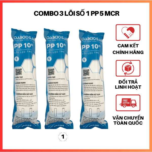 Lõi Lọc Nước RO Số 1 Lõi PP 10 5 Micro Đại Việt 3 Lõi
