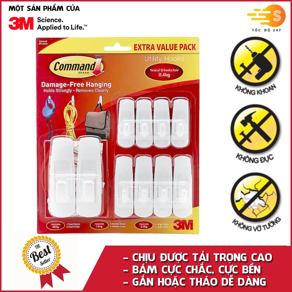Móc dán tường Command 3M vỉ 10 cái XA006718739