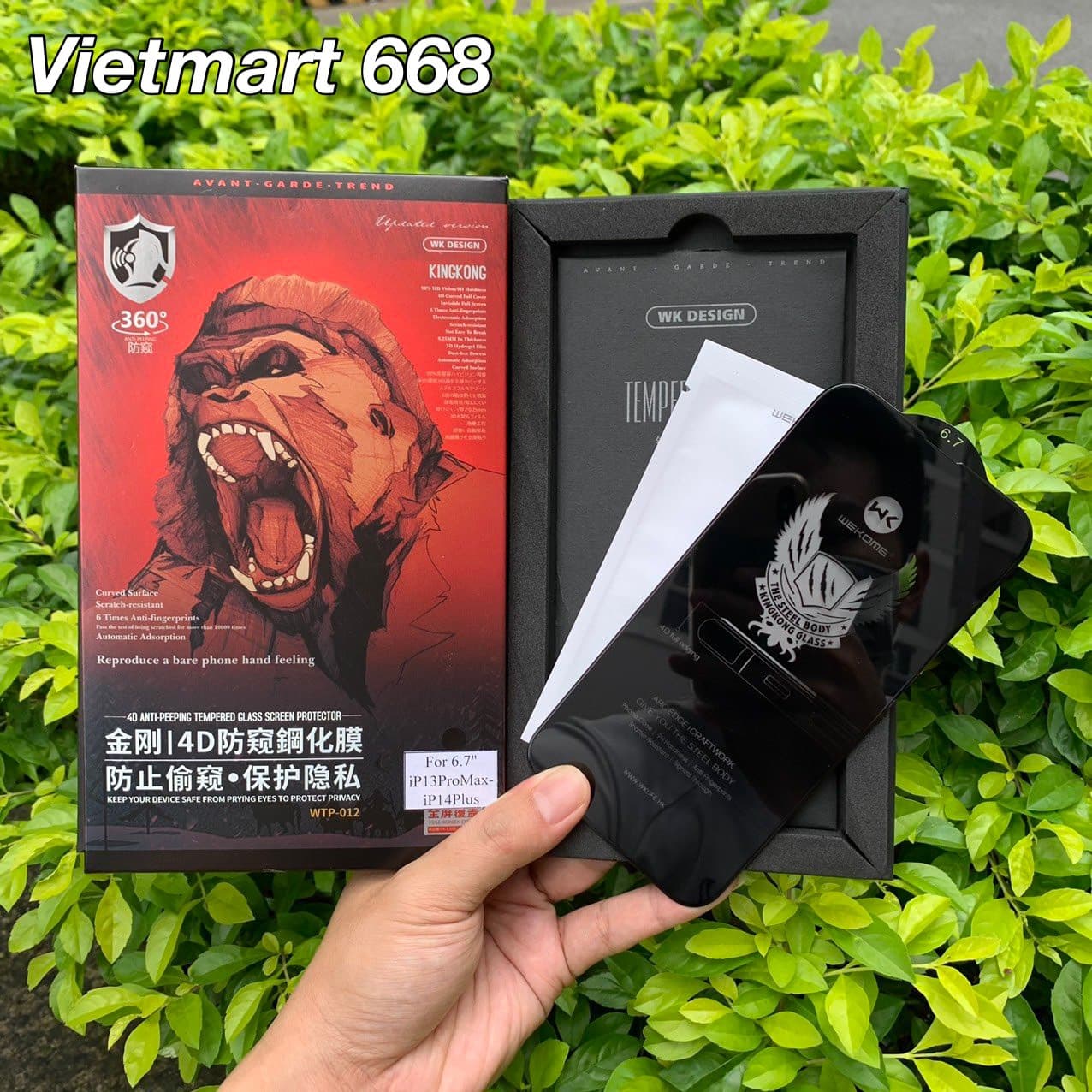 Kính Cường Lực Chống Nhìn Trộm KingKong Dành Cho iPhone Full Hộp Dán Full Màn 13ProMax 14Plus 6 7